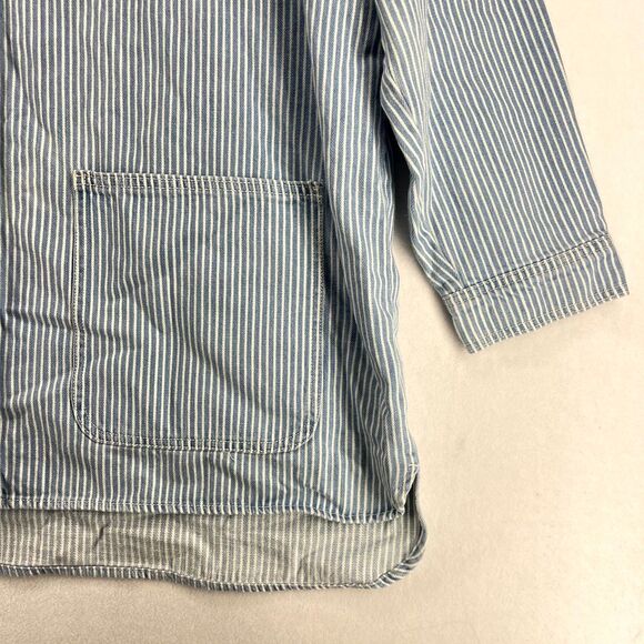 Old Navy Button Front Jean Jacket White/Blue Stripes Ladies Size‎ 2X NEW - Picture 6 of 11